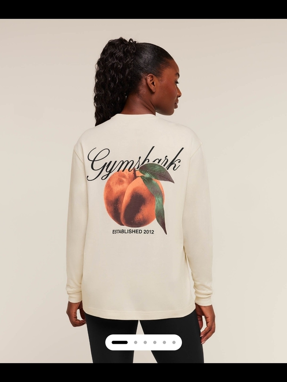 Gymshark Cream Long Sleeve Top with Peach Graphic